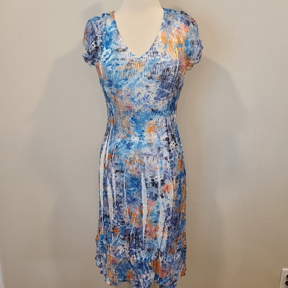 Komarov Charmeuse Floral Cap Sleeve Midi Dress